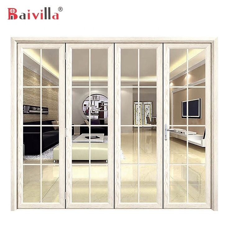 Latest Design Modern Aluminum Security Grill Bi Fold Folding Glass Doors