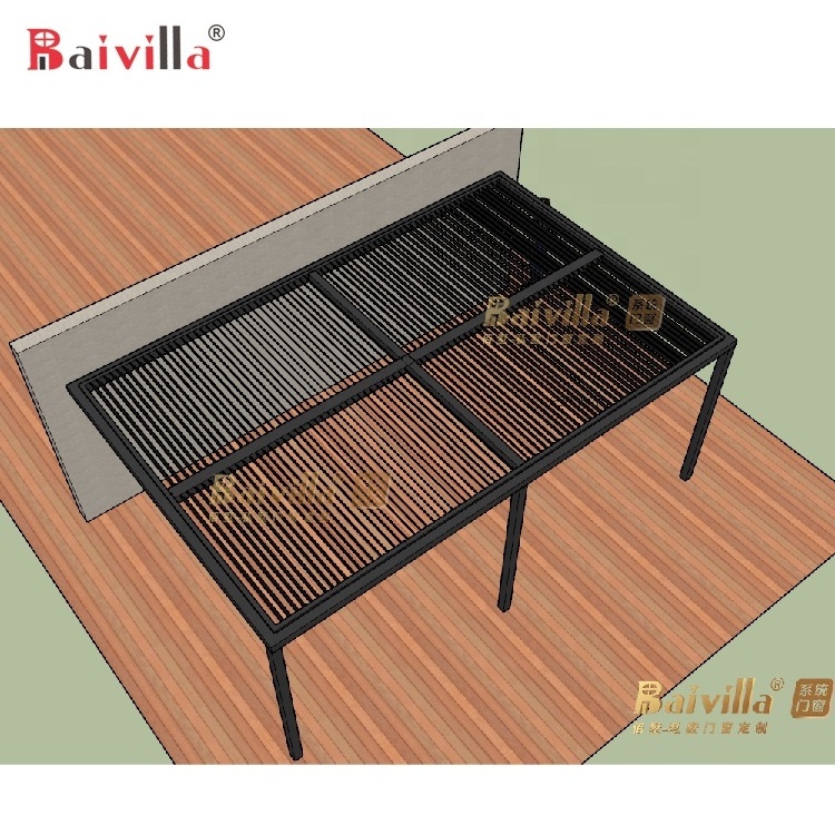 New Design Outdoor Waterproof Have LED Pergola Square Electric Shutter Aluminum Louver Gazebo  Outdoor Roof Pergola