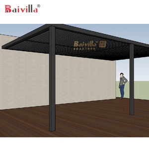 New Design Outdoor Waterproof Have LED Pergola Square Electric Shutter Aluminum Louver Gazebo  Outdoor Roof Pergola