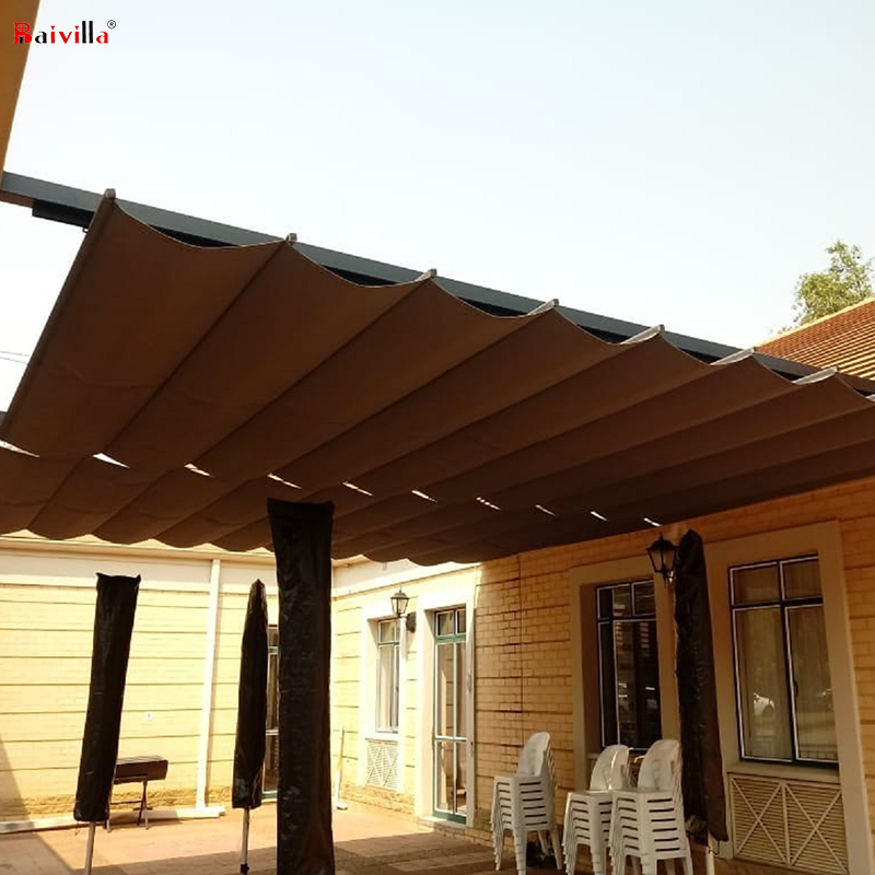 Aluminum Pergola Gazebo With Adjustable Fabric Roof Outdoor Metal Pergola Retractable Roof 6x6m Awning Pergola