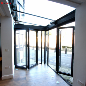 Custom Design 4meter Bifold Doors Mechanism,Sliding Glass Panel Aluminium Patio Door Folding Exterior Waterproof