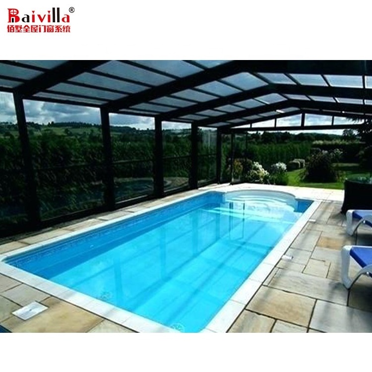 Modern Design Polycarbonate Cover Prefabricated Steel Structure Swimming Pool Canopy  Patio Cover