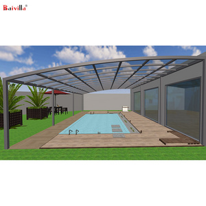 waterproof large size aluminum & polycarbonate patio cover swimming pools awning canopy attached to the house