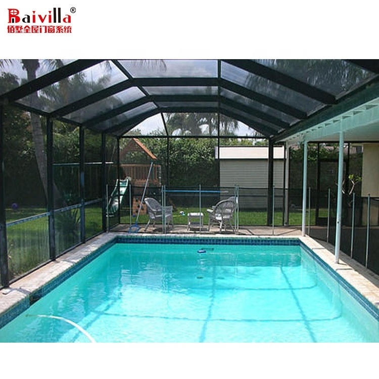 Modern Design Polycarbonate Cover Prefabricated Steel Structure Swimming Pool Canopy  Patio Cover