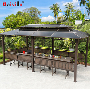 Large Outdoor Garden Stand Leisure Aluminum Polycarbonate Pvc Roof Garden Waterproofing Membrane Gazebo