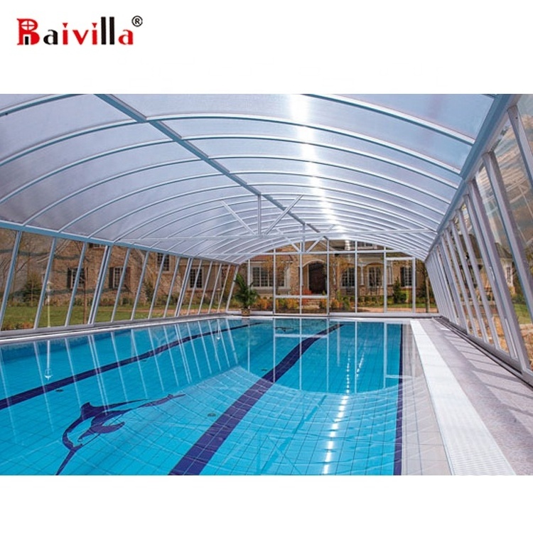 Modern Design Polycarbonate Cover Prefabricated Steel Structure Swimming Pool Canopy  Patio Cover