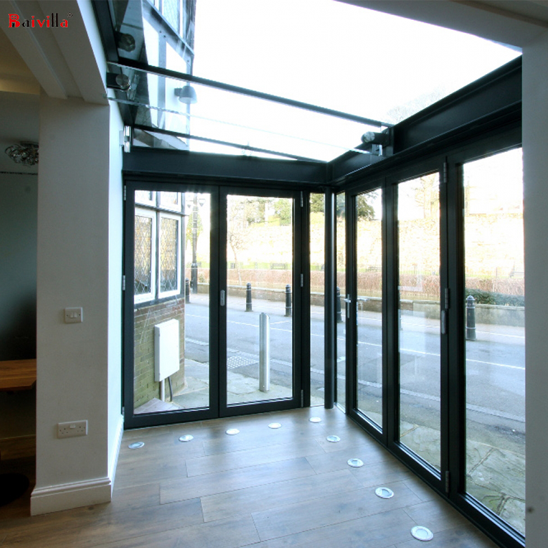 Custom Design 4meter Bifold Doors Mechanism,Sliding Glass Panel Aluminium Patio Door Folding Exterior Waterproof