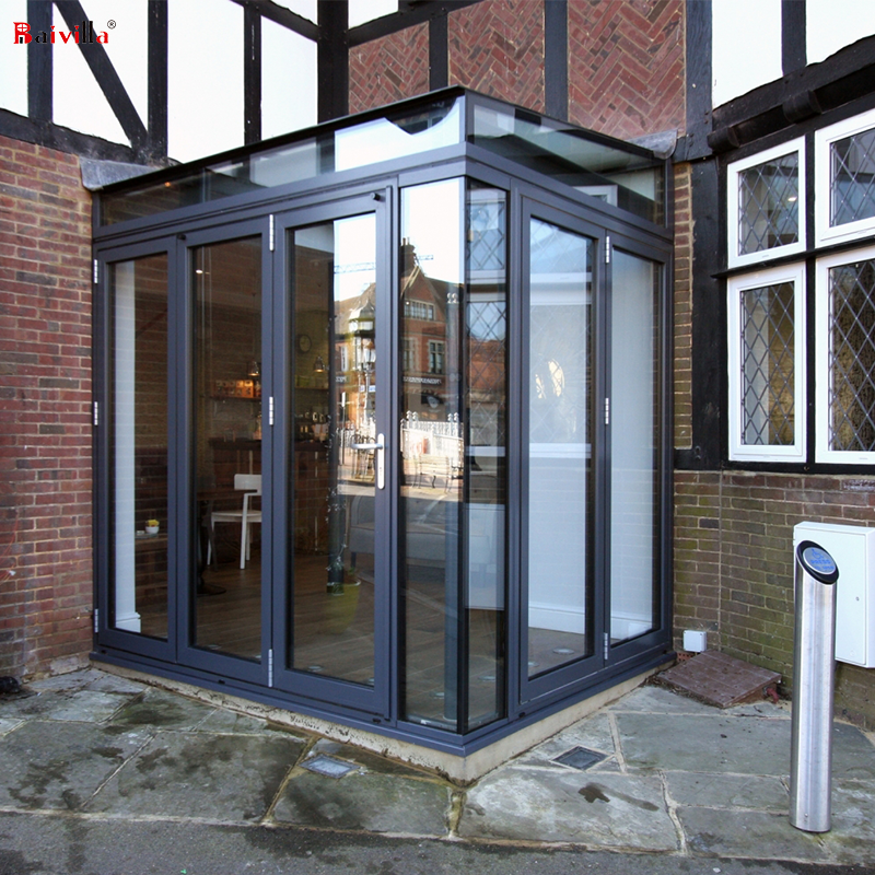 Custom Design 4meter Bifold Doors Mechanism,Sliding Glass Panel Aluminium Patio Door Folding Exterior Waterproof