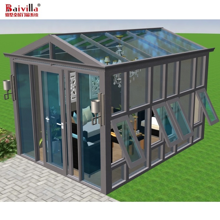 Modern Glass Houses Outdoor Garden Sunroom Free Standing Solar Green Houses In China