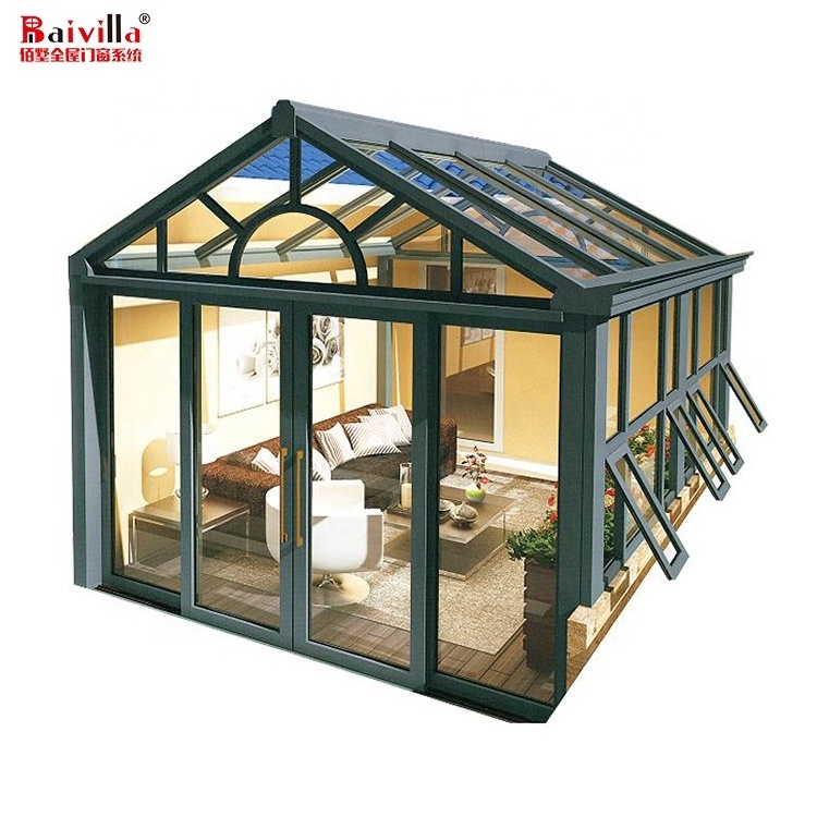 Modern Glass Houses Outdoor Garden Sunroom Free Standing Solar Green Houses In China