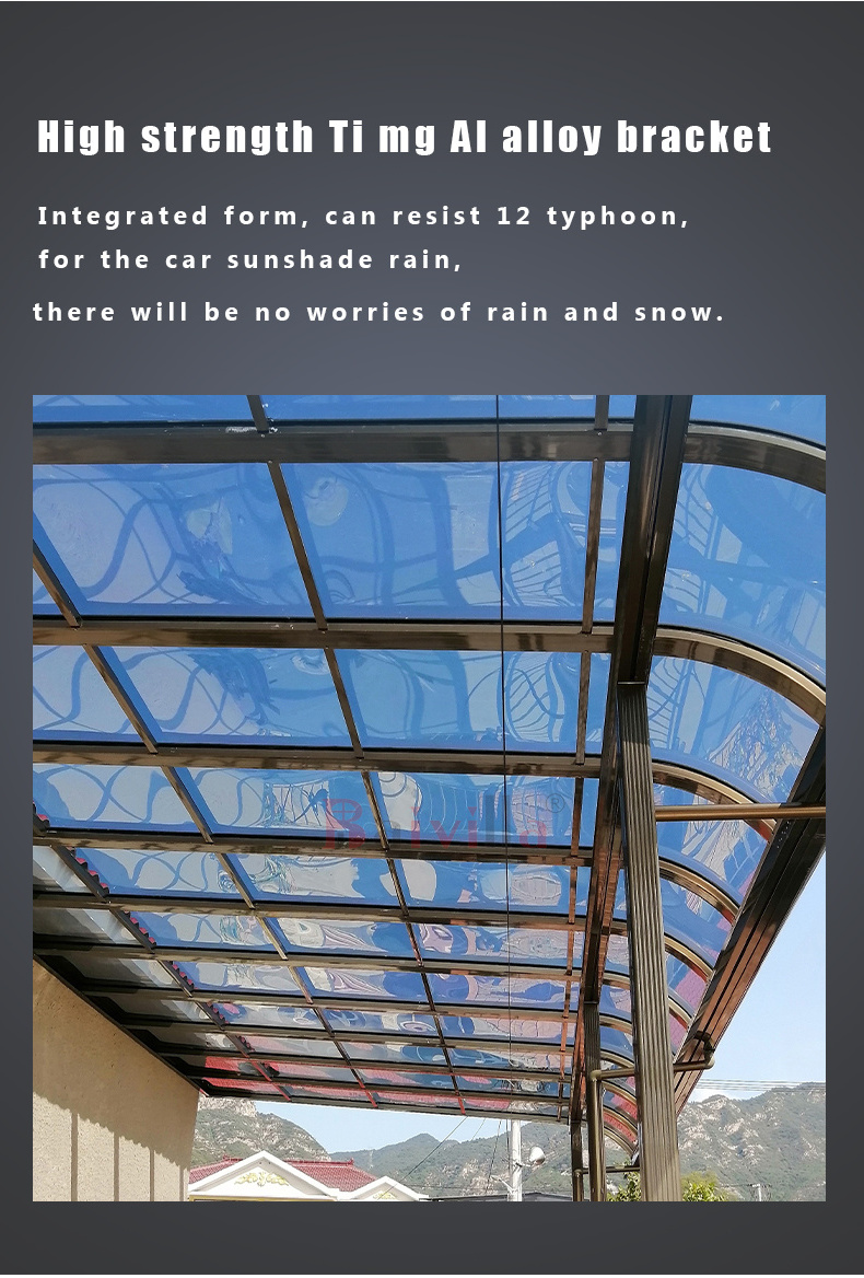 Outdoor 2 Car Metal Carport Aluminium Garages Carport For Parking Polycarbonate Arched Roof Waterproof Metal Garage Carport