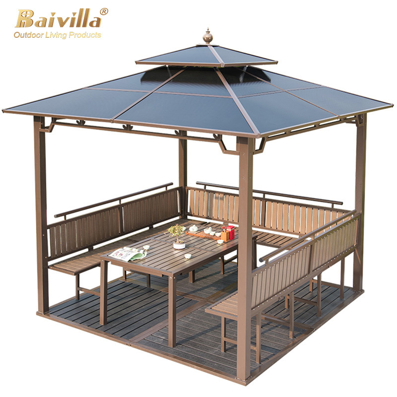 Cheap Solar Luxury Metal Roof Sunshade Aluminum Frame Pavilion Leisure Aluminum Gazebo