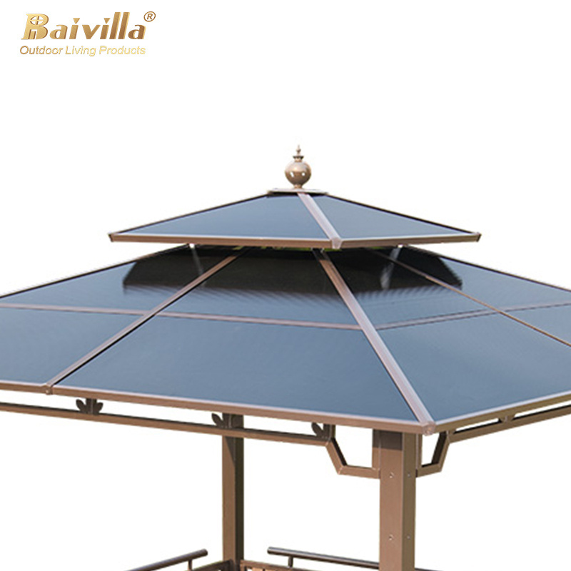 Cheap Solar Luxury Metal Roof Sunshade Aluminum Frame Pavilion Leisure Aluminum Gazebo