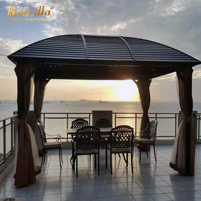 Cheap Solar Luxury Metal Roof Sunshade Aluminum Frame Pavilion Leisure Aluminum Gazebo