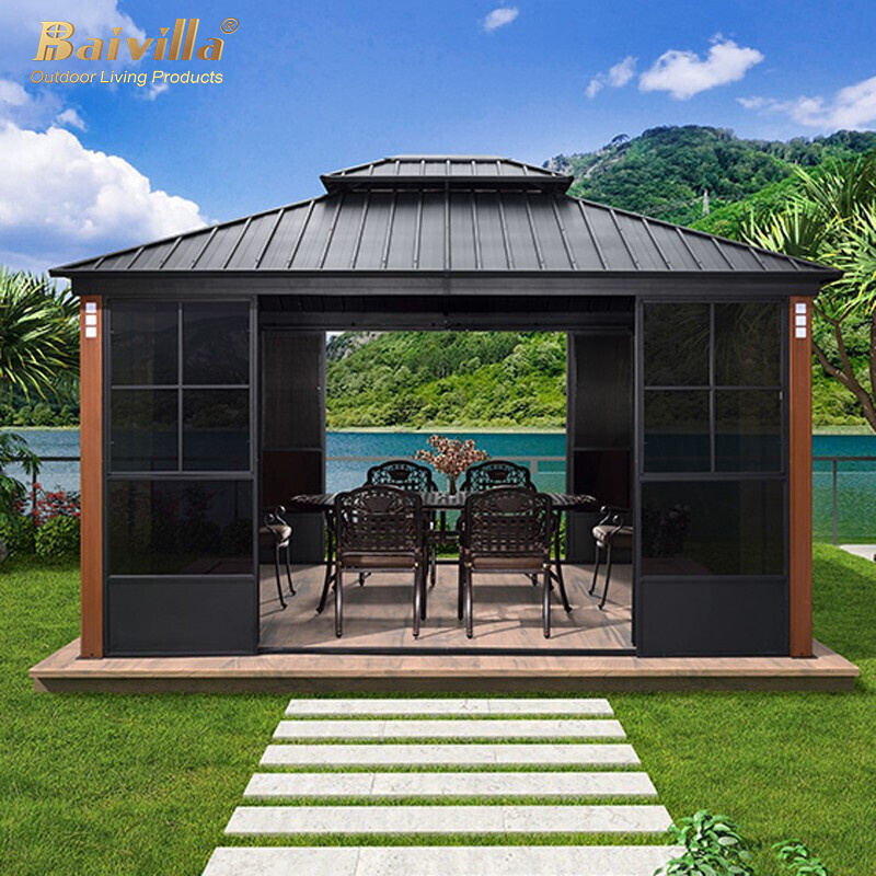 Outdoor Polycarbonate Panels Waterproof & UV Resistance Aluminum Luxury Pavilion