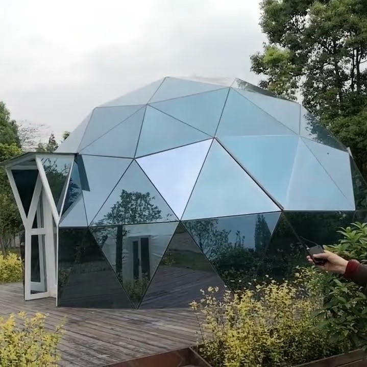 Foshan Factory Camping Geo Dome House Big Geodesic Dome Kit Tents Glamping Garden Glass Polycarbonate Igloo Dome House