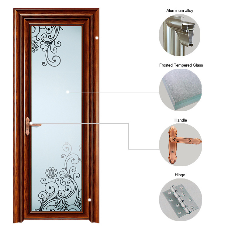 2018 Trending Products Aluminium Frosted Glass Casement Toilet Door Design For Sale