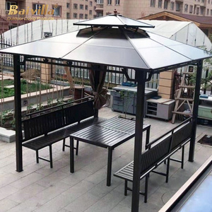 New Fashion Outdoor Luxury Aluminum Frame Waterproofing Polycarbonate Pvc Leisure BBQ Yard Gazebo