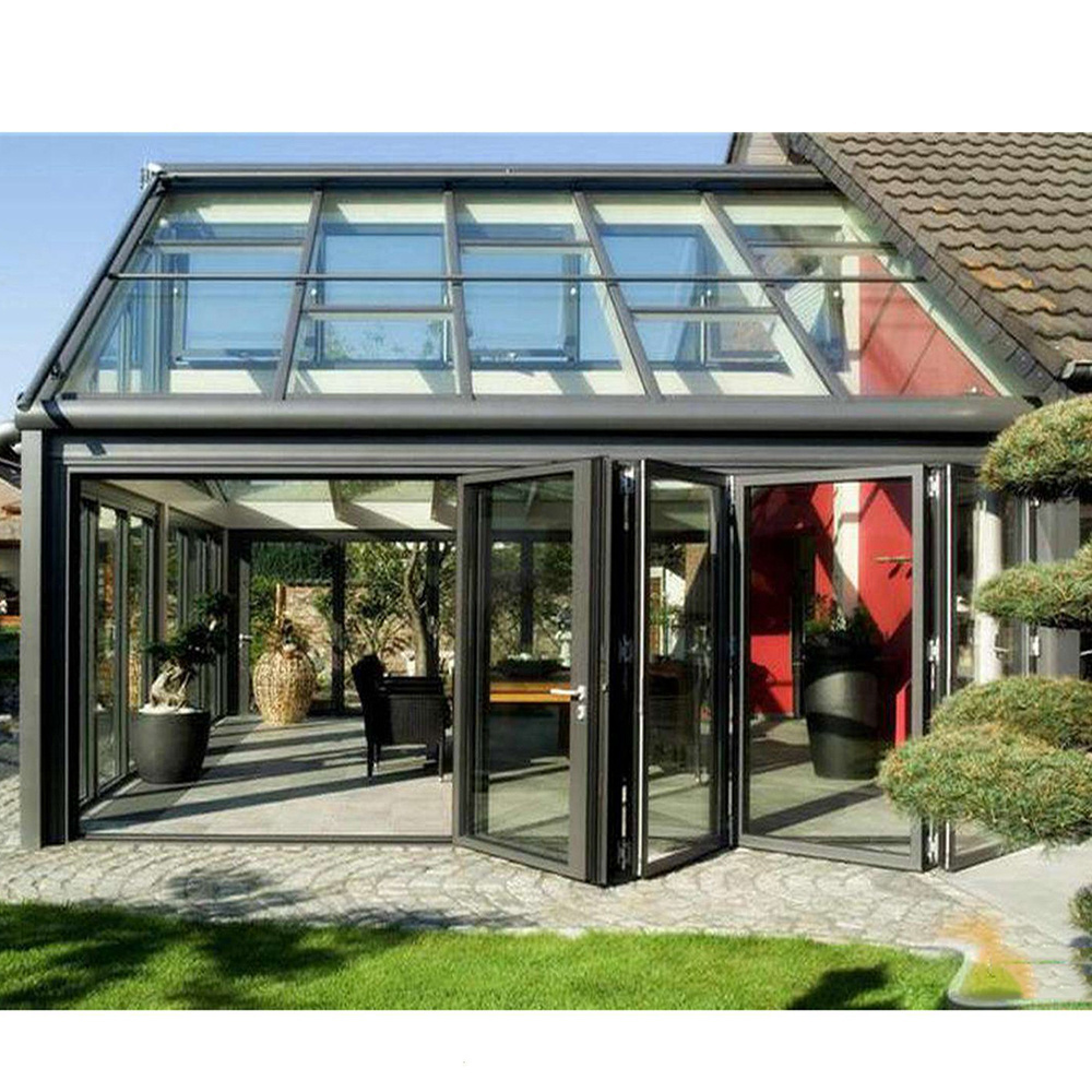 Freestanding Insulated Enclosed Glass Sunroom House 4 Season Solarium Retractable Portable Sunroom