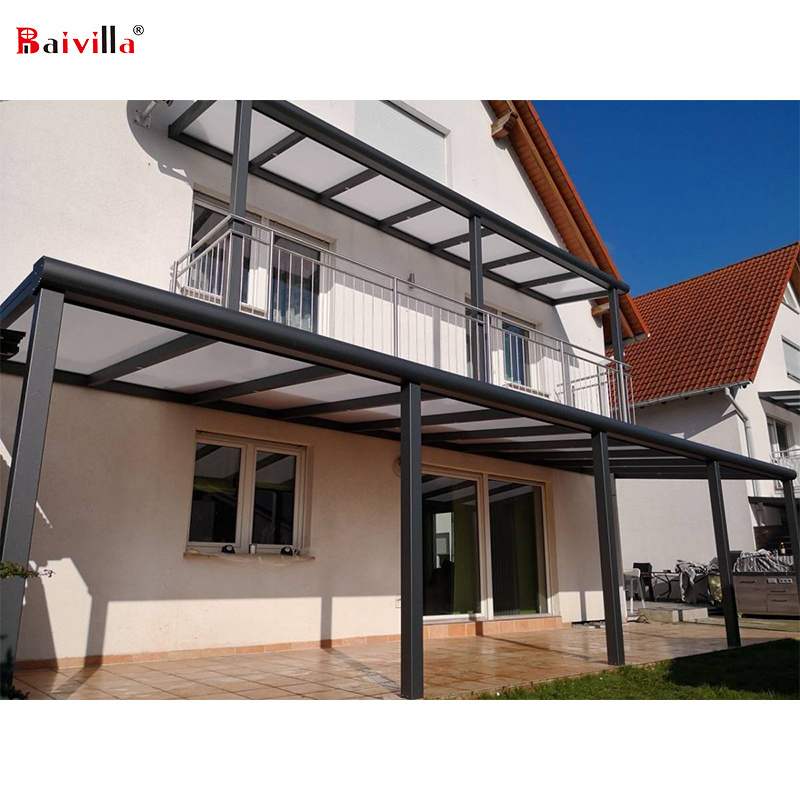 Waterproof Outdoor Aluminium Profile With Polycarbonate Roof Pergola System For Balcony Roof