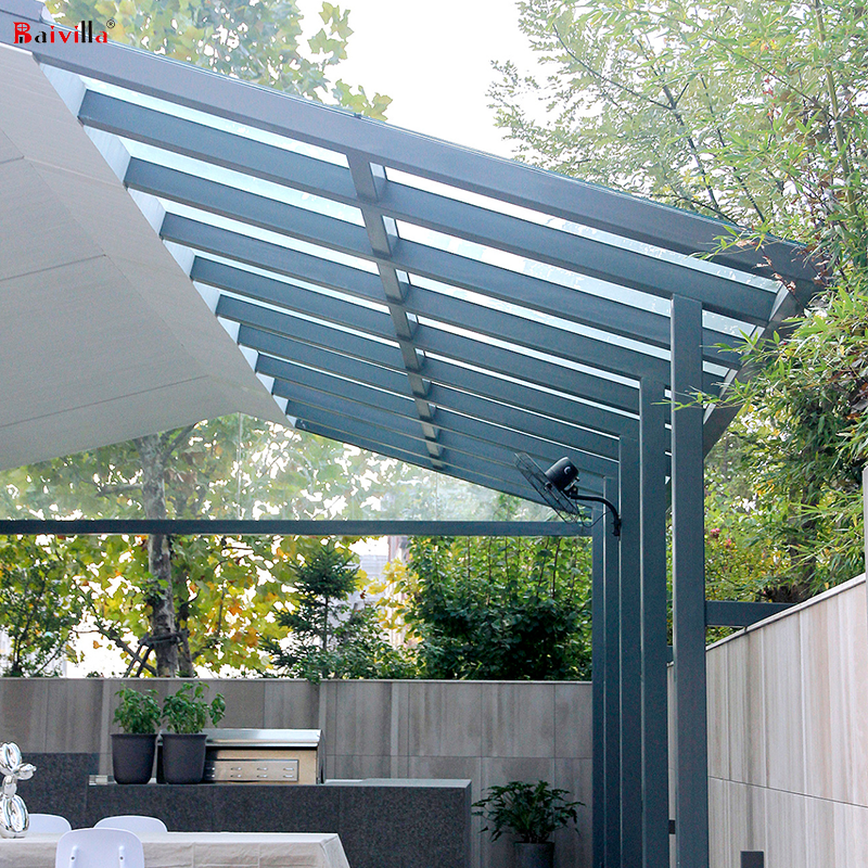 A Beautiful Gazebo Outdoor Sunshade Uv Resistant Polycarbonate Sheet Gable Roof Aluminum Garden Pergola Gazebo