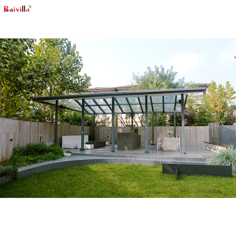 A Beautiful Gazebo Outdoor Sunshade Uv Resistant Polycarbonate Sheet Gable Roof Aluminum Garden Pergola Gazebo