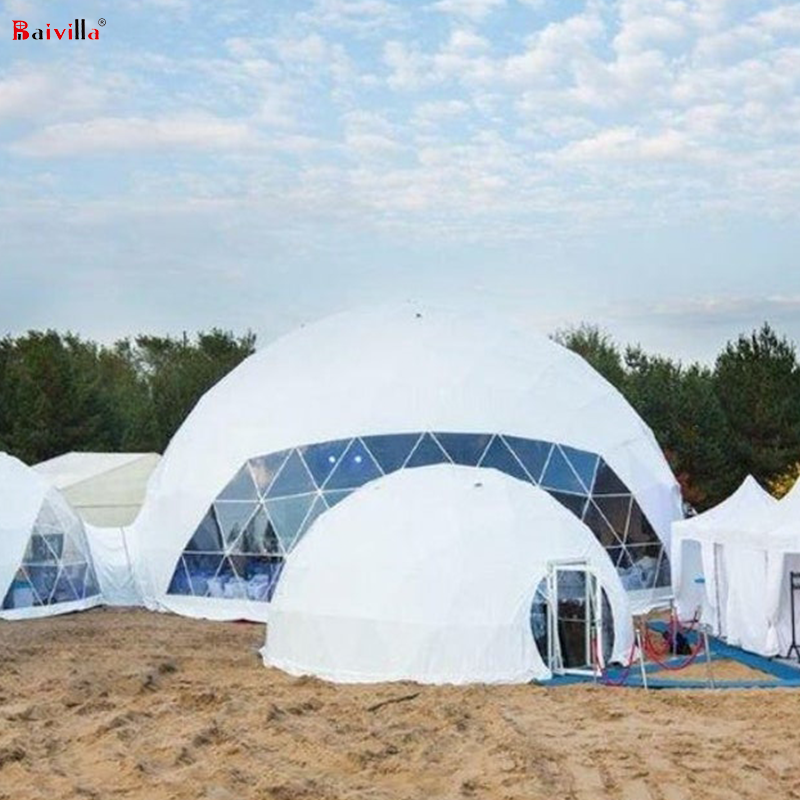 Baivilla Made Winter Outdoor Dome House Waterproof  Glass Igloo Pvc Cover Geodesic Glamping Dome Tent