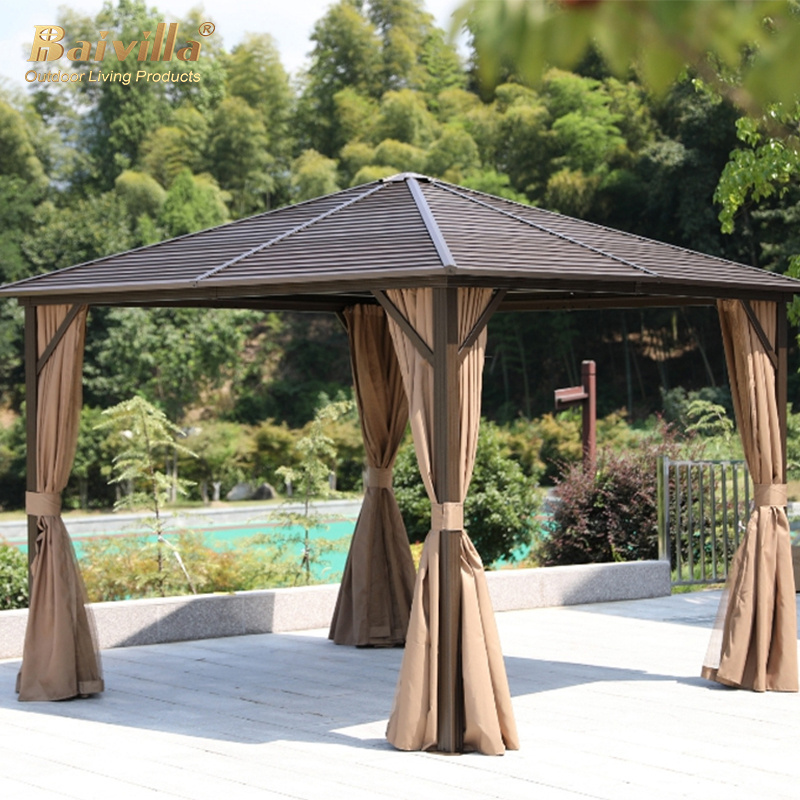 New Fashion Outdoor Luxury Aluminum Frame Waterproofing Polycarbonate Pvc Leisure BBQ Yard Gazebo