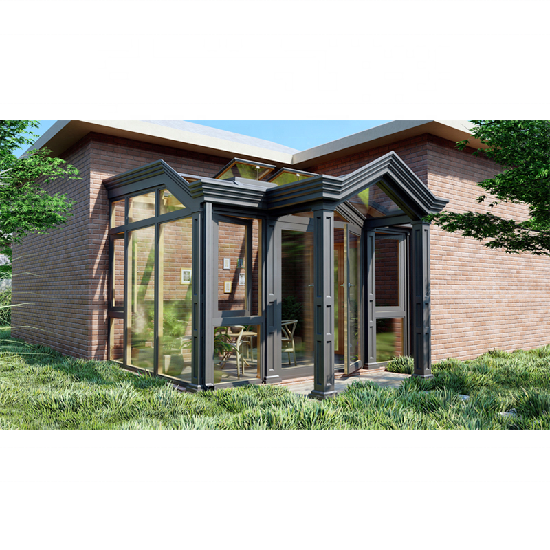 Roman Column Design Prefab Gable Sunroom Kit With Skylight,aluminum Alloy And Tempered Glass