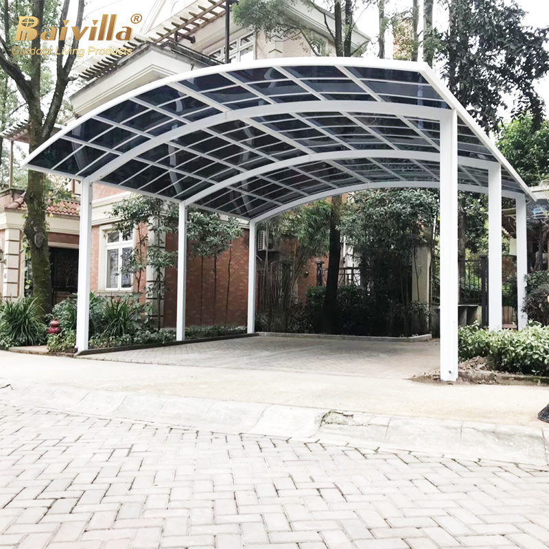 Outdoor 2 Car Metal Carport Aluminium Garages Carport For Parking Polycarbonate Arched Roof Waterproof Metal Garage Carport