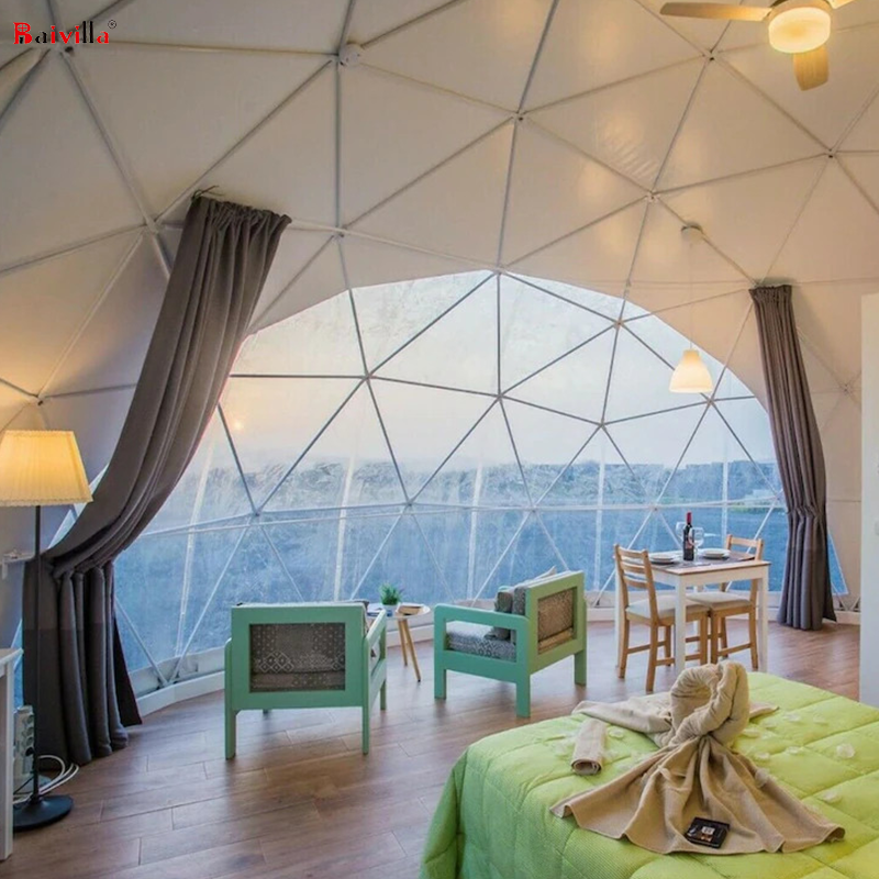 Foshan Factory Supply Hotel Tent Modern Glass Geodesic Dome PVC Glamping Tents