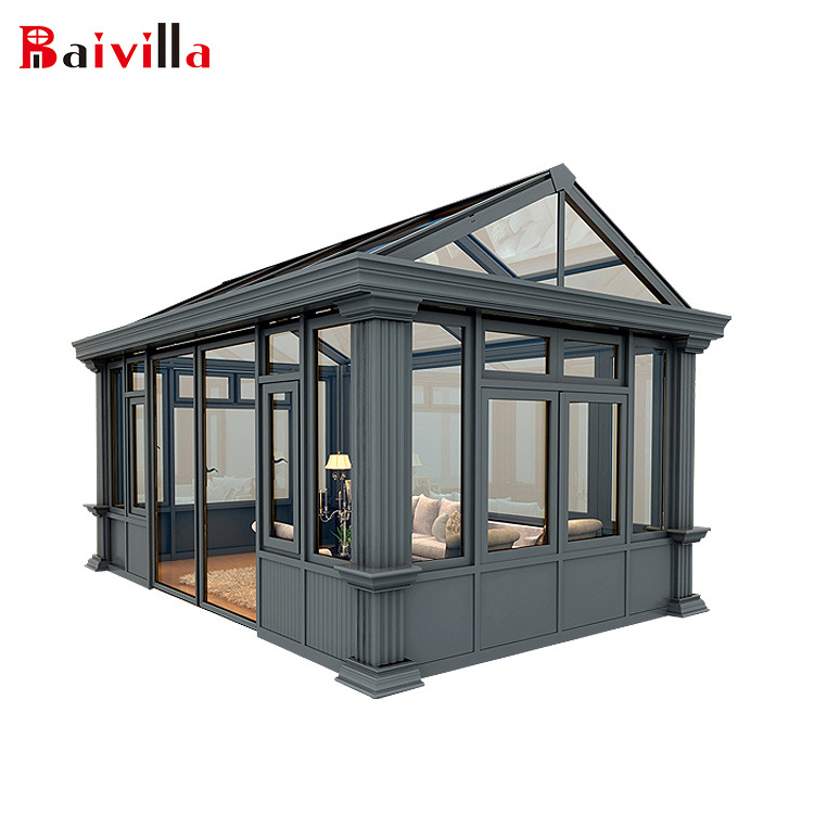 China supplier customized prefabricated aluminum glass sunrooms garden glass houses