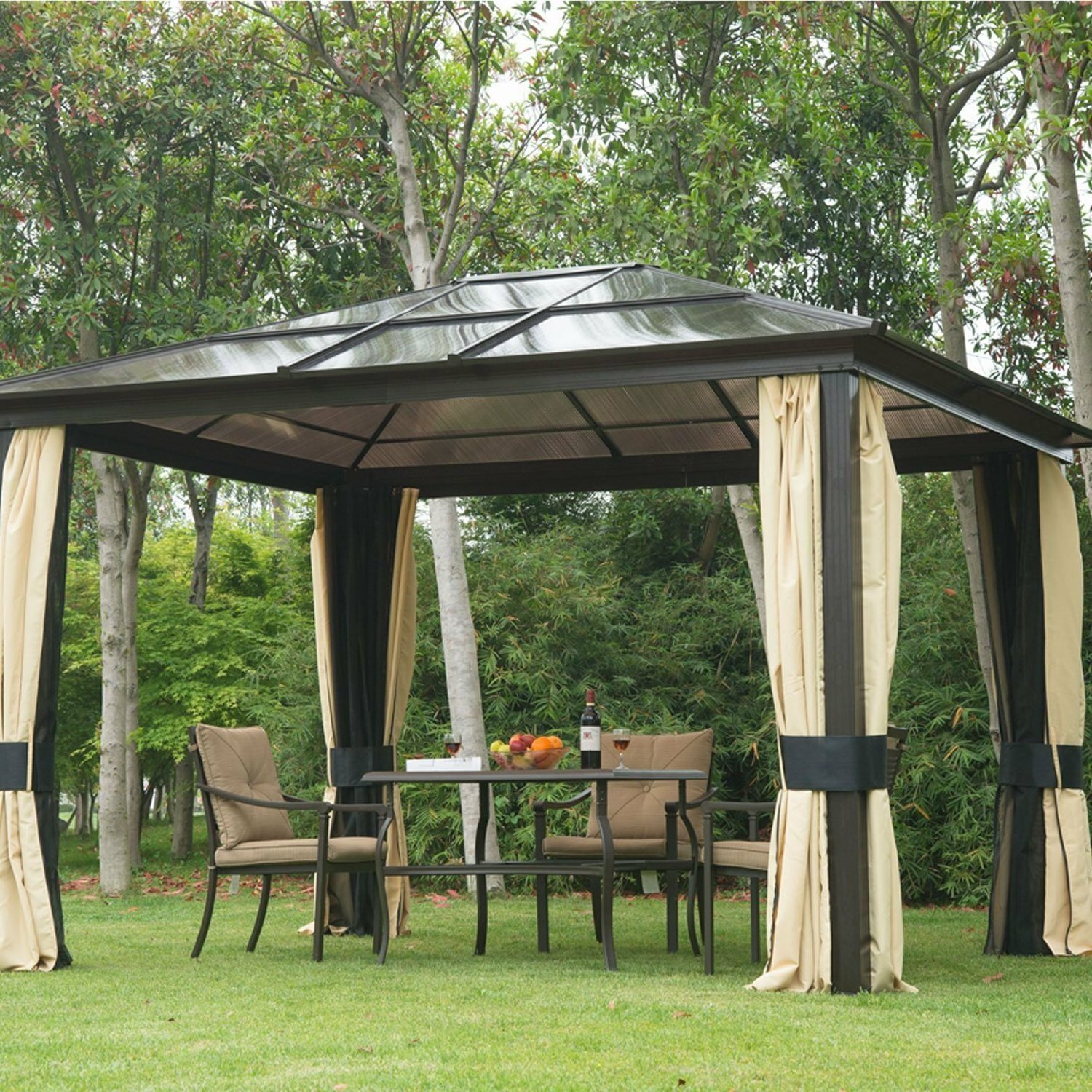 Chinese Outdoor Garden Iron Aluminum Gazebos Pavilions With Double Top