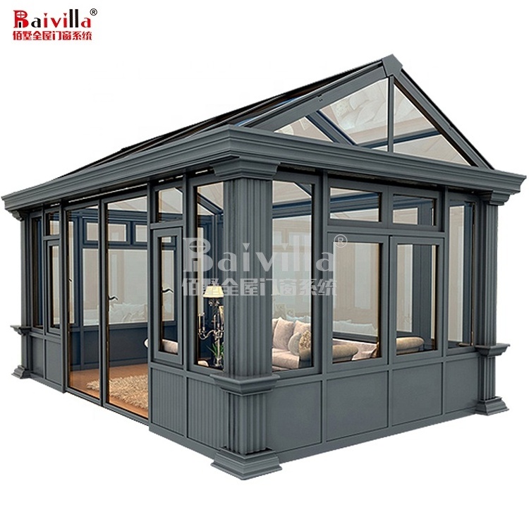 Modern Glass Houses Outdoor Garden Sunroom Free Standing Solar Green Houses In China