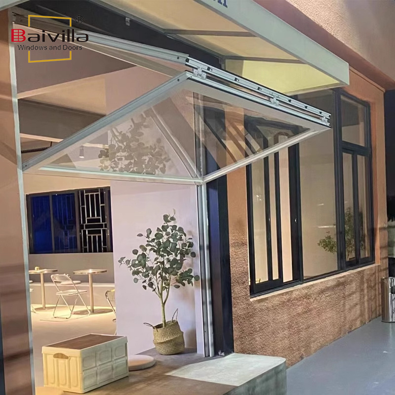 Baivilla Aluminum alloy double glazing sliding window can be customized panoramic rimless up and down folding window