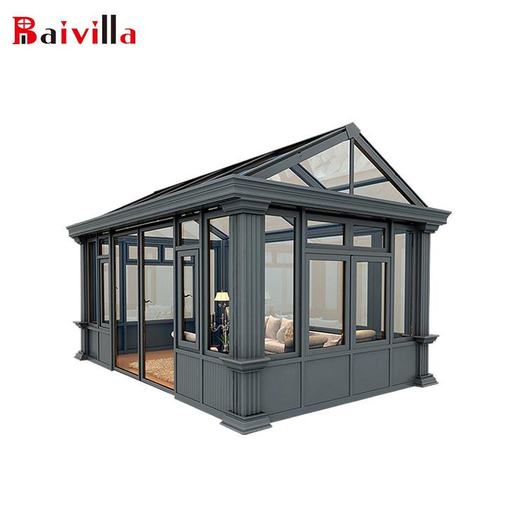 Waterproof Aluminum Glass House Prefabricated Lowes Solarium Sunroom