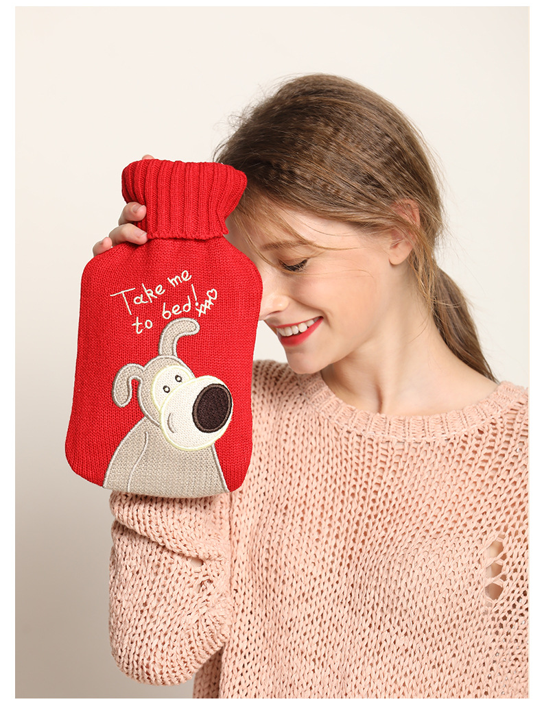 Christmas Knitted Cover Mini Hand Warmer Explosion Proof Shell Hot Water Bag Microwavable Silicone Hot Water Bottle