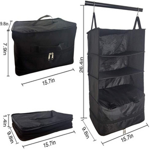 Travel Luggage Organizer And Packing Cube Space Saver With Built In Hanging Shelves And Laundry Storage Bag