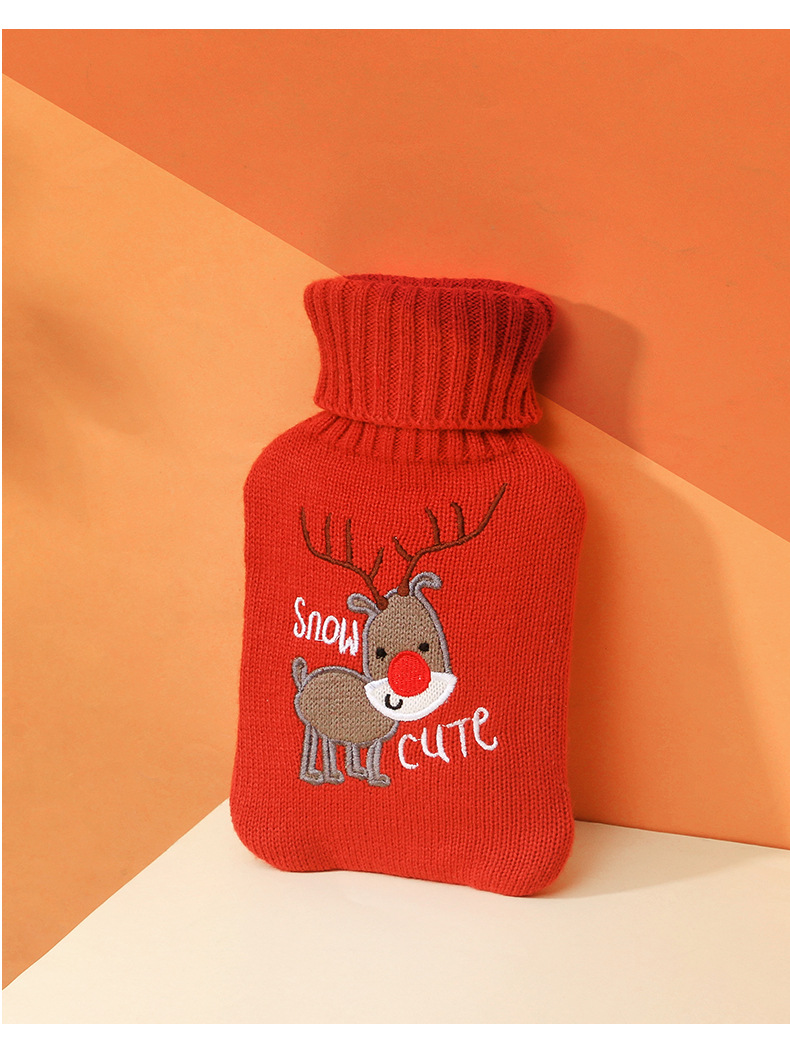 Christmas Knitted Cover Mini Hand Warmer Explosion Proof Shell Hot Water Bag Microwavable Silicone Hot Water Bottle