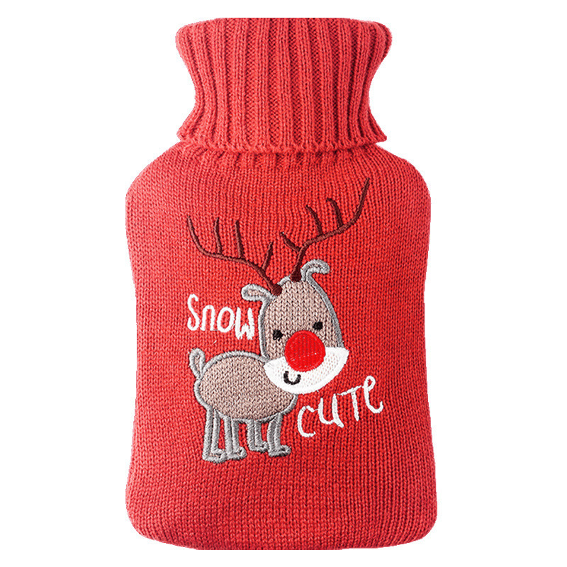 Christmas Knitted Cover Mini Hand Warmer Explosion Proof Shell Hot Water Bag Microwavable Silicone Hot Water Bottle