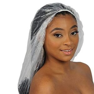 Spa Salon Beauty Hotel Haircare Disposable Transparent Bath Bouffant Waterproof Elastic Plastic shower hat