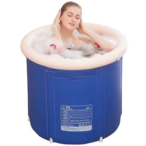 Portable Pvc Bathtub Folding Thicken Shower Barrel Large Adult Tub Baby Swimming Pool Bath Bucket With Timer and Thermometer