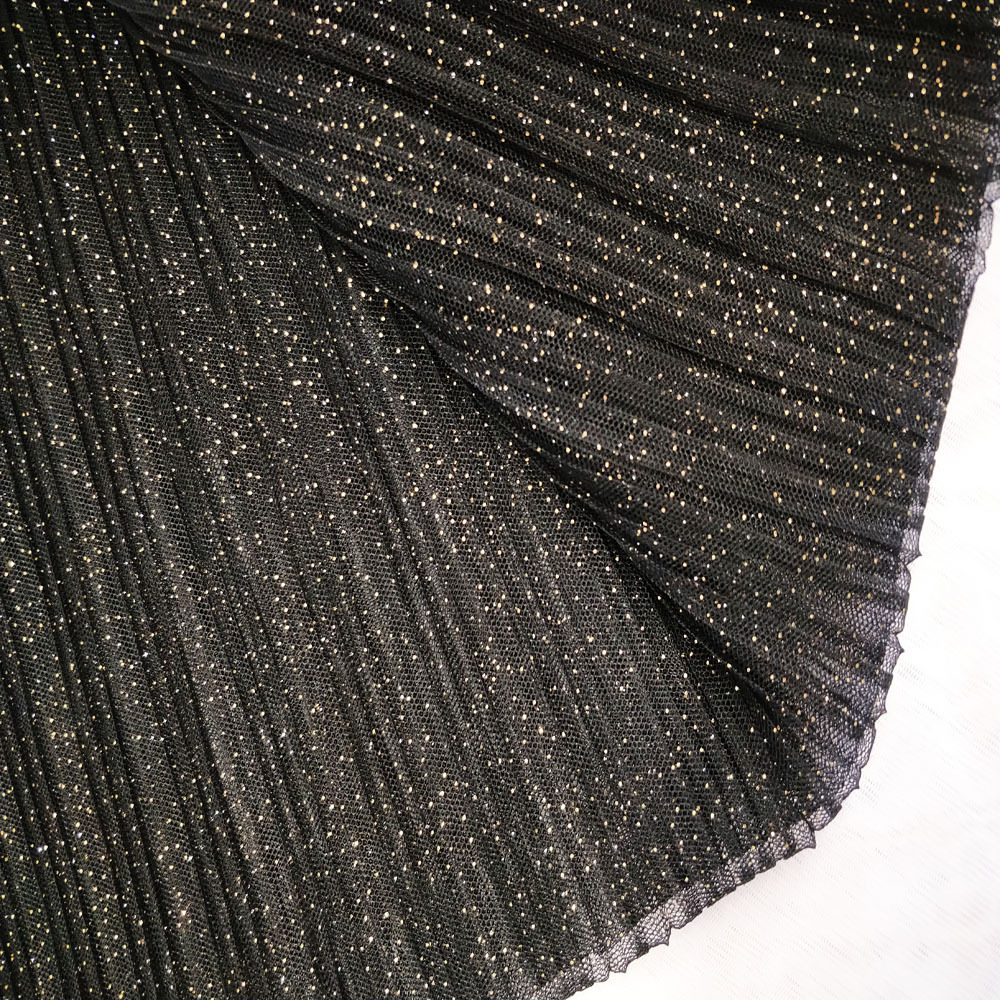 Glitter with pleated polyester tulle fabric