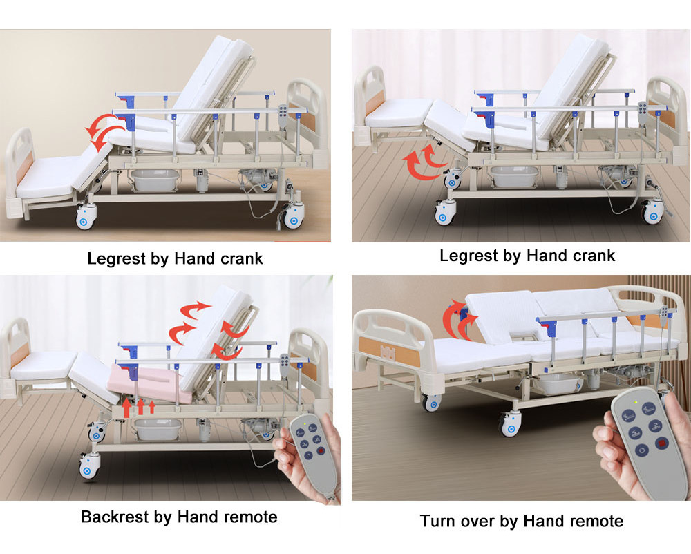 5 function electric patient hospital bed electrical medical bed prices manual nursing home care bed with toilet