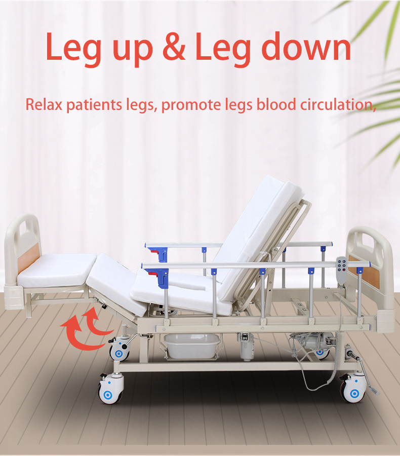 5 function electric patient hospital bed electrical medical bed prices manual nursing home care bed with toilet