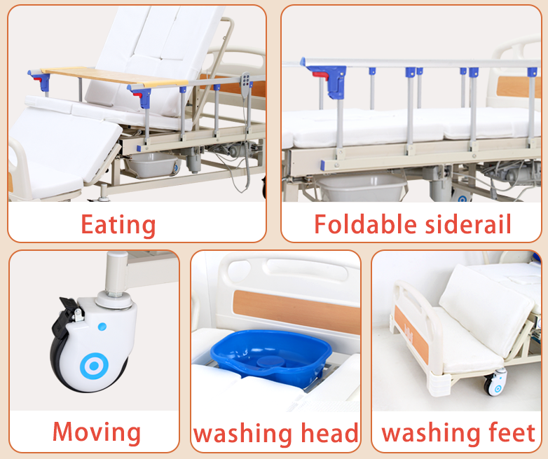 5 function electric patient hospital bed electrical medical bed prices manual nursing home care bed with toilet