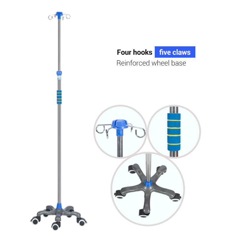 Stainless steel medical hospital bed infusion ceiling mounted iv pole drip stand