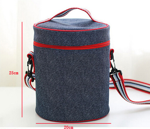 2023 Promotional Custom Aluminum Foil Blue Jean Cylinder Ice Cooler Bag with Zipper Closed