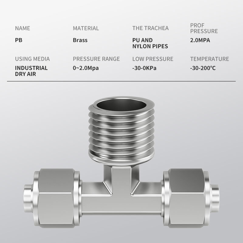 Brass Nickel / Stainless Steel Pneumatic Air Hose Fittings Metal Pneumatic Push in Air Fitting Connector