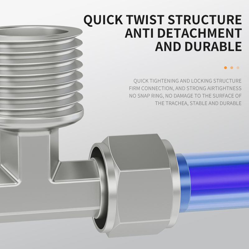 Brass Nickel / Stainless Steel Pneumatic Air Hose Fittings Metal Pneumatic Push in Air Fitting Connector